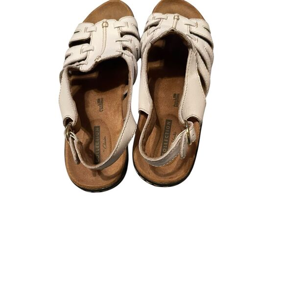 Clarks Collection Womens White Lexi Marigold Leather Wedge Sandals Size 7 - Picture 6 of 9